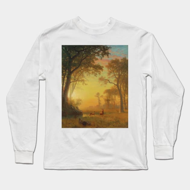 Light In The Forest by Albert Bierstadt Long Sleeve T-Shirt by Classic Art Stall